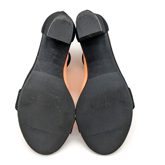 TOP Moda Hannah Heels Black With Ankle Straps Women's Size 7 - Picture 5 of 8